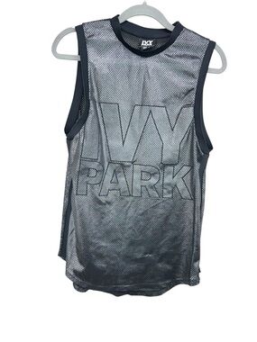 Ivy Park Metallic Mesh Logo Oversized Jersey Tank Womens XXS